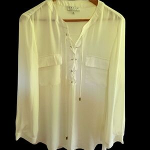 Chaus Ivory Blouse With Gold‎ Embellishments Size XL Blouse.
